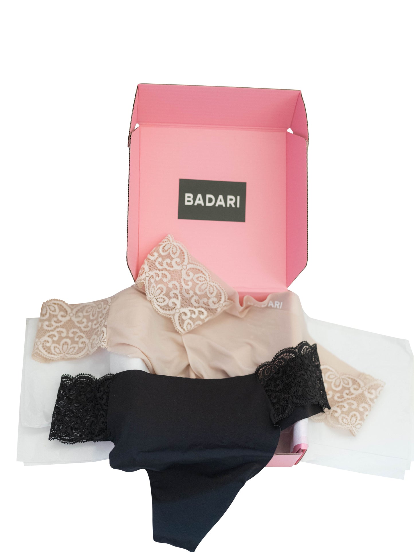 Badari Box 2 (Two Champagne and One Black Panty). Subscribe now and receive 3 panties every 6 months